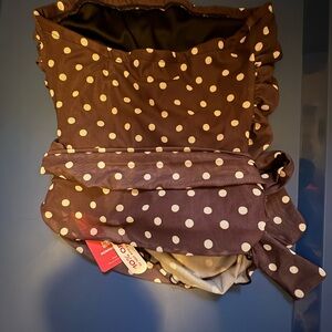 Polka Dot Strapless Top / Brown with Cream Dots